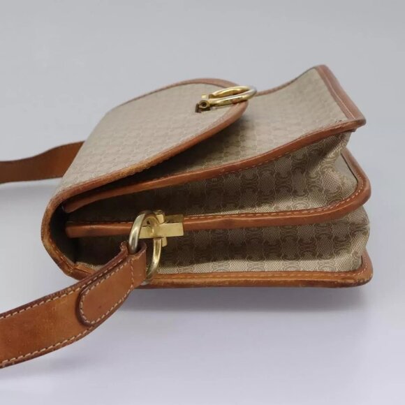 CELINE Macadam Canvas Shoulder Bag Beige Gold Auth - Picture 6 of 16